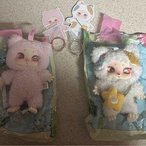 TWO Lokiki Nursery Rhymes - Pig Plush and kitty plush bagcharm